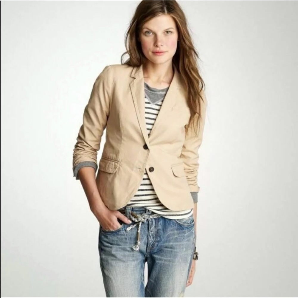 J Crew Silk/Cotton Blend Schoolboy Jacket Blazer - EUC